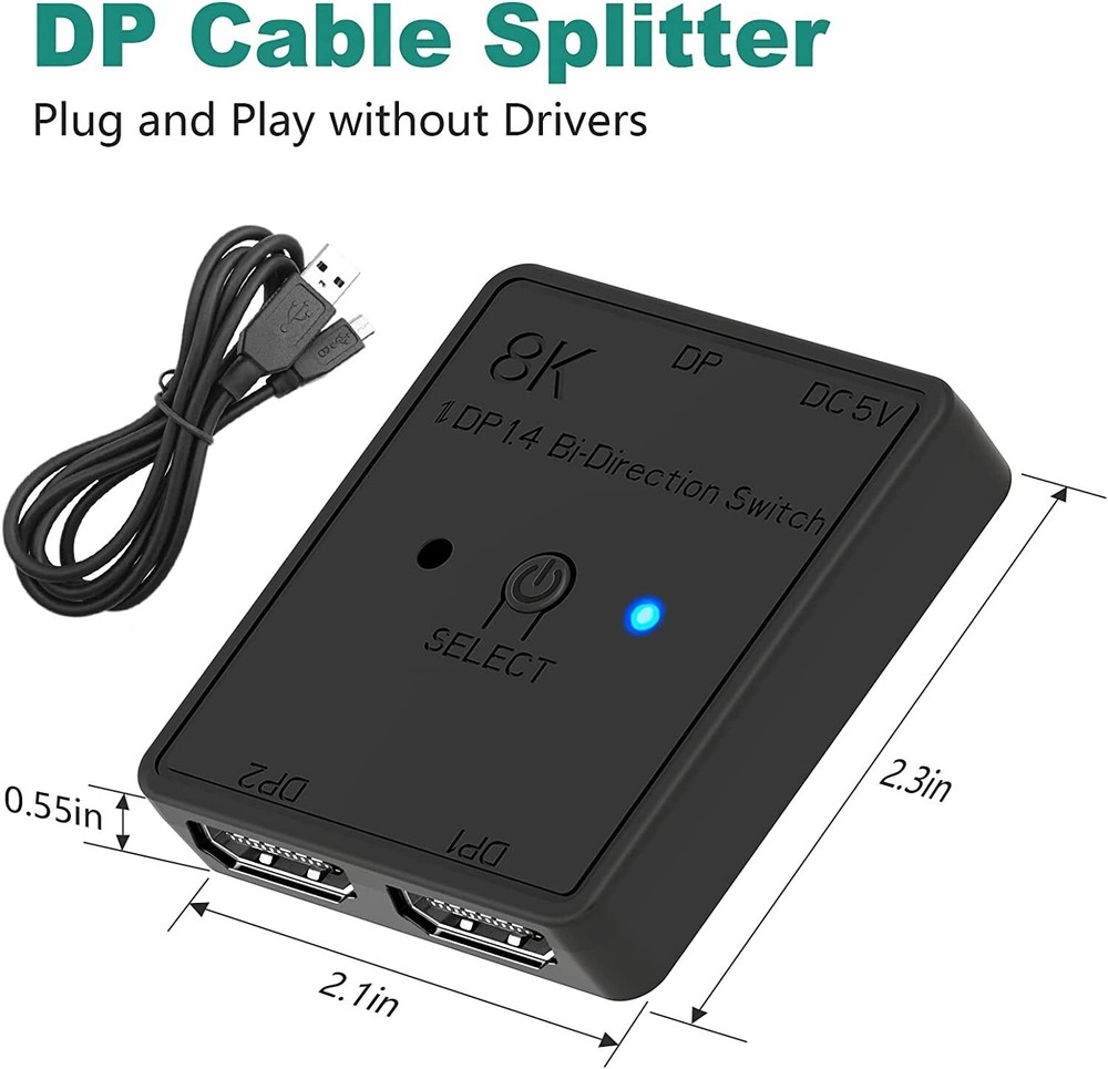 Multi Display Splitter, Bidirectional Switcher, 1DP14 Bi-Direction Switch for Pc