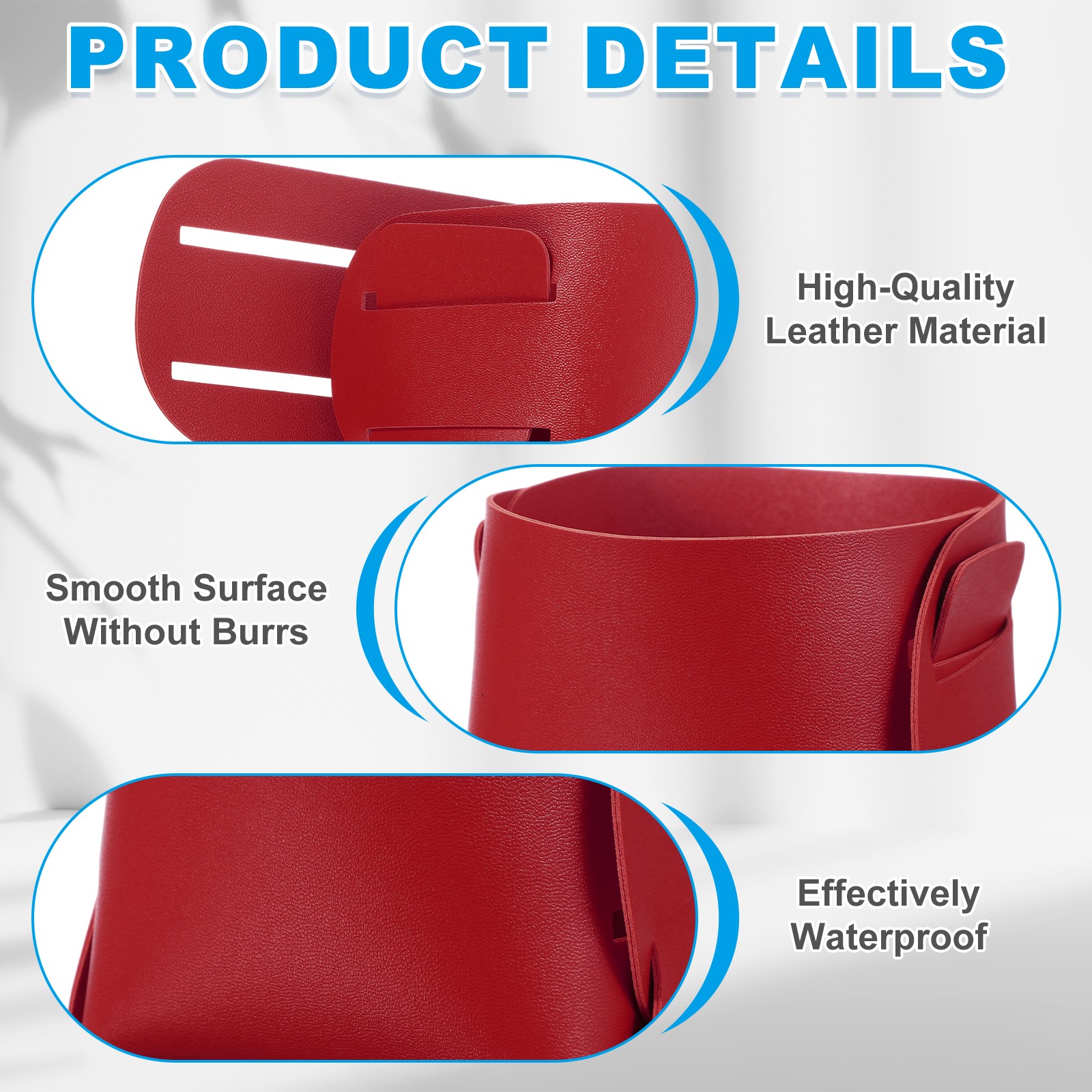 2 Pack Leather Desk Organizer, Leather Jewelry Valet Tray, Burgundy