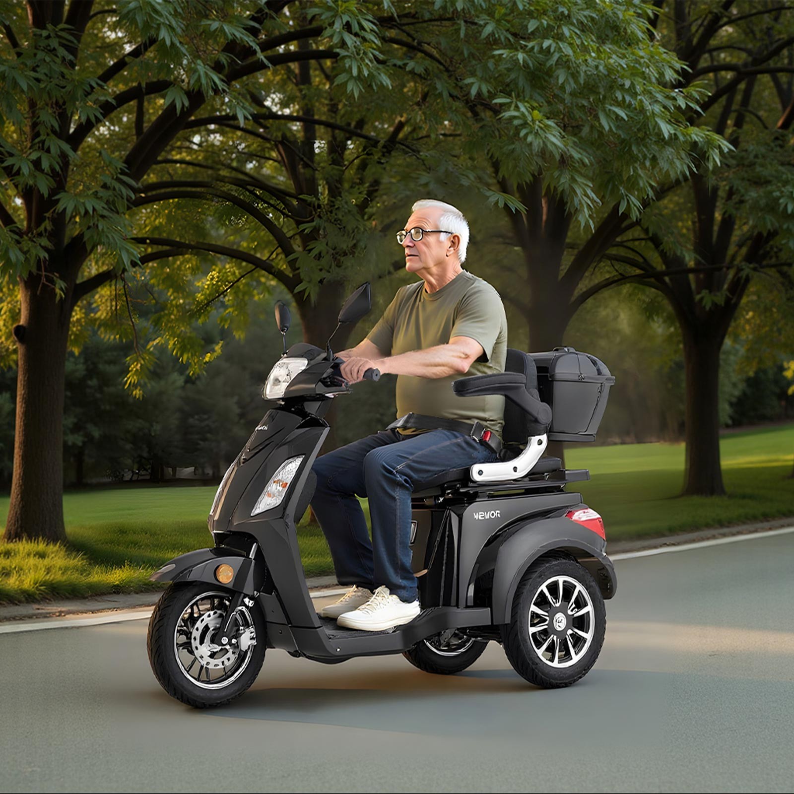 VEVOR Heavy Duty 3-Wheel Mobility Scooters 21.5 Miles 3-Speed 500lbs Capacity