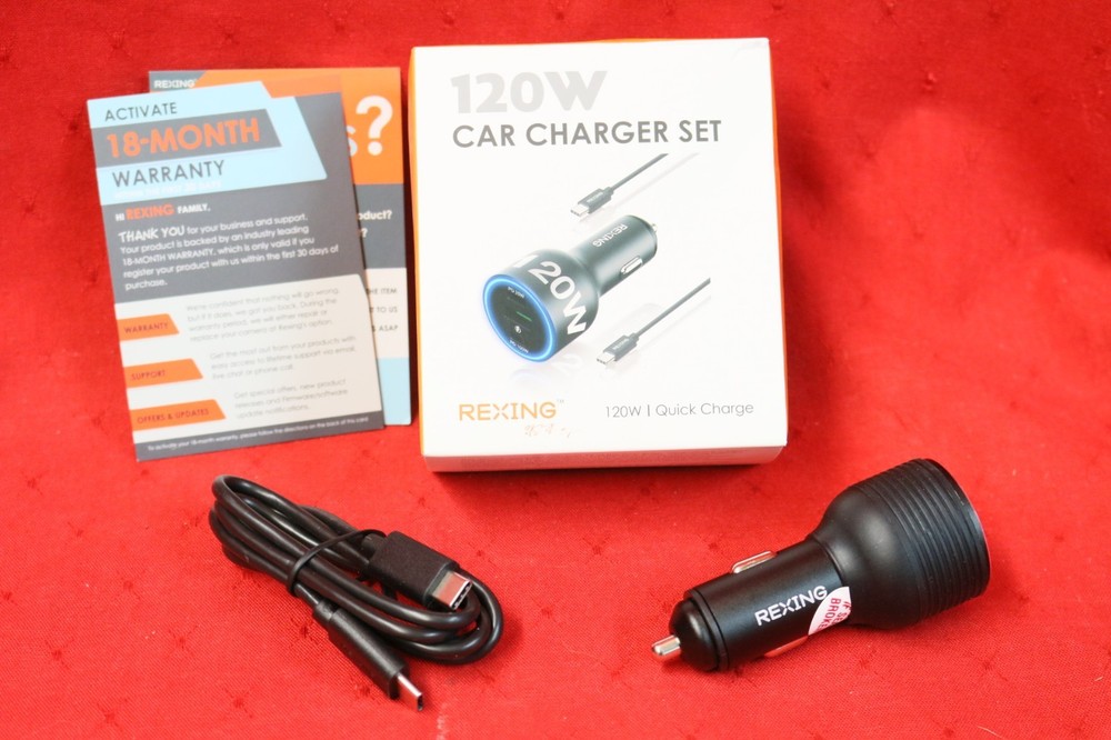 REXING - 120W Vehicle Quick Charger with 2 USB-C & 1 USB For iPhone/Andriod #N1