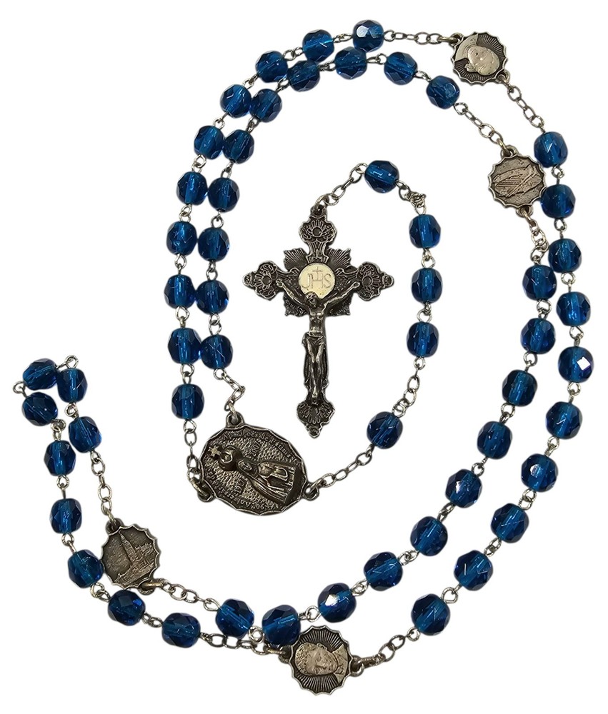 2007 Catholic Rosary Fatima 90th Anniversary w/ Blue Glass Beads