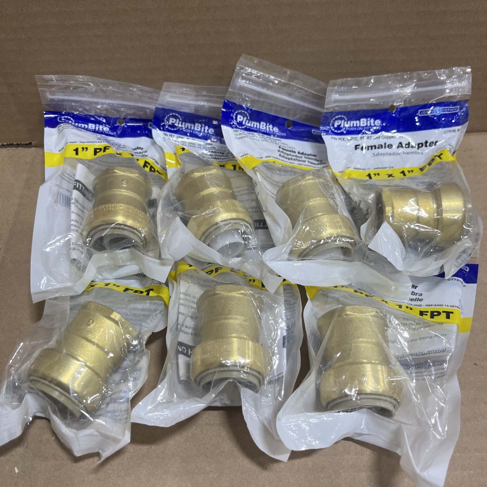 6 Pack 1" PF x 1" FPT Female Push-On Adapter Jones Stephens PlumBite - C77416LF