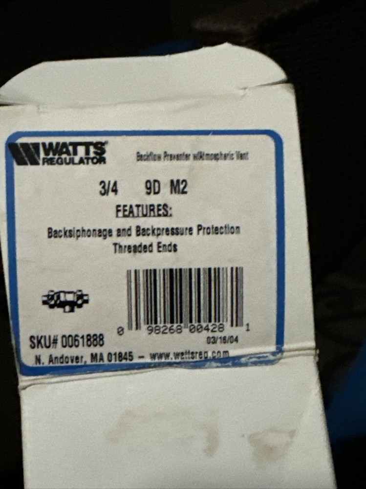 Watts Regulator 9D-M2-3/4 Backflow Preventer