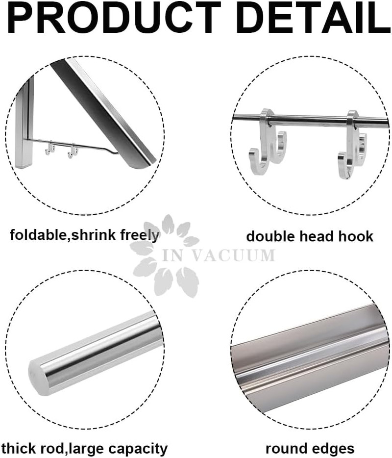 Foldable Laundry Drying Rack Retractable Wall Mount Aluminum Silver