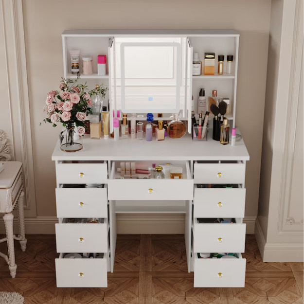 FUFU&GAGA 43.3-in White Makeup Vanity