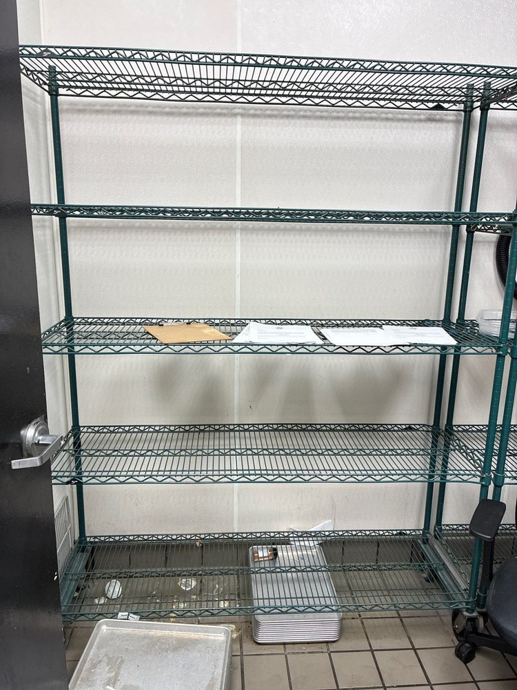 Green epoxy-coated wire shelving unit (various sizes)