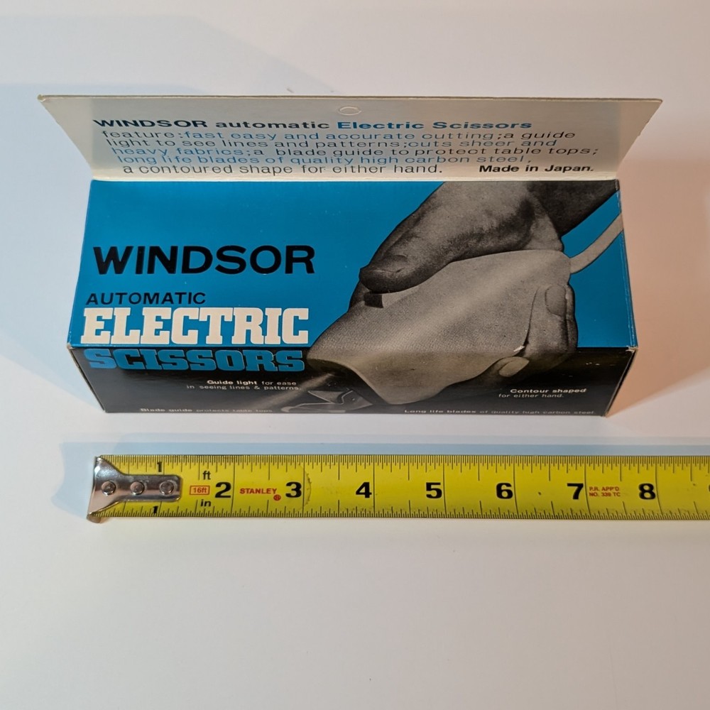 Vintage Electric Scissors Windsor Automatic Handheld w Guide Light & Blade Guide