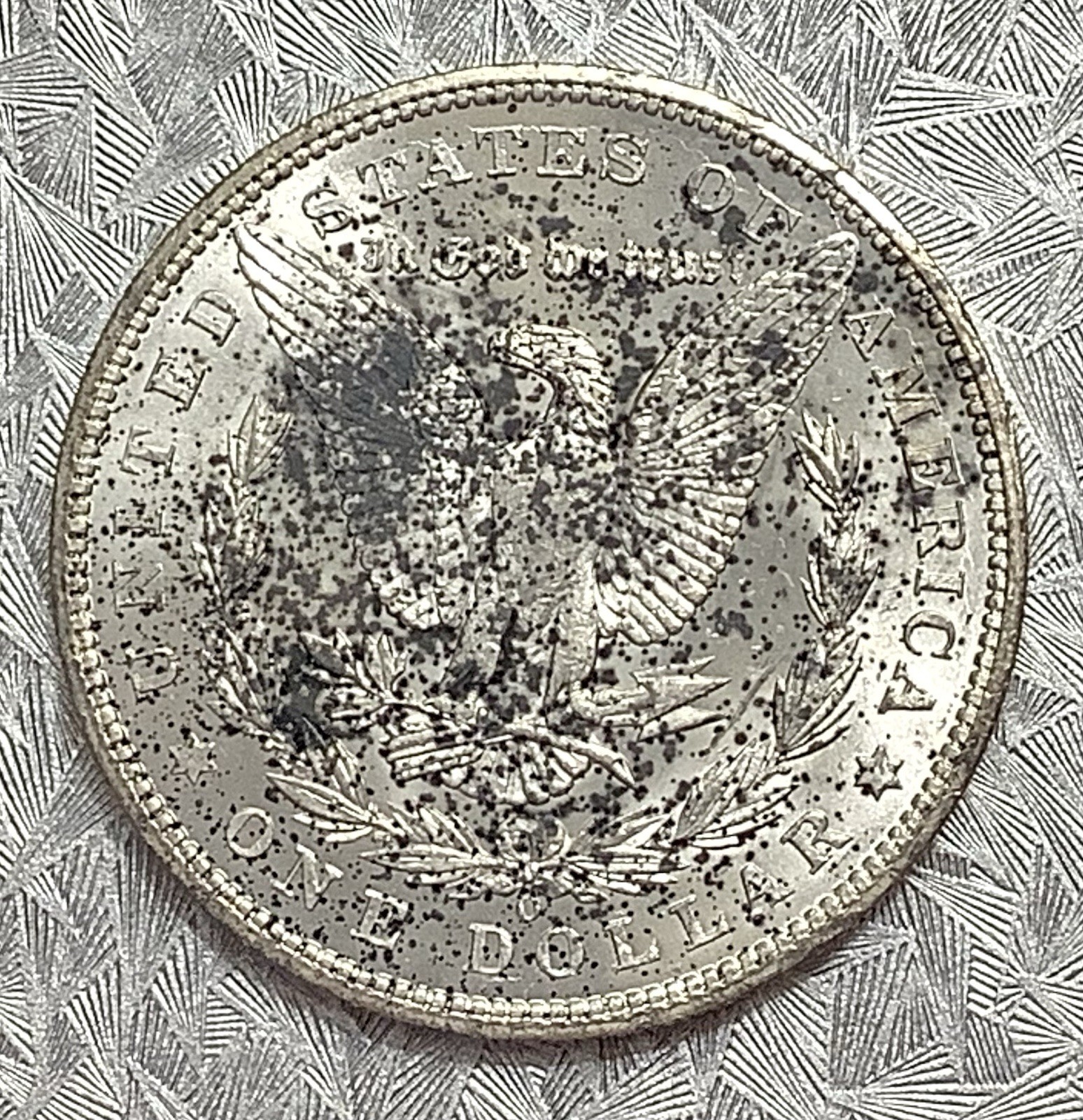 1904-O Morgan Silver Dollar Uncirculated Detail Environmental Damage Ugly Toning