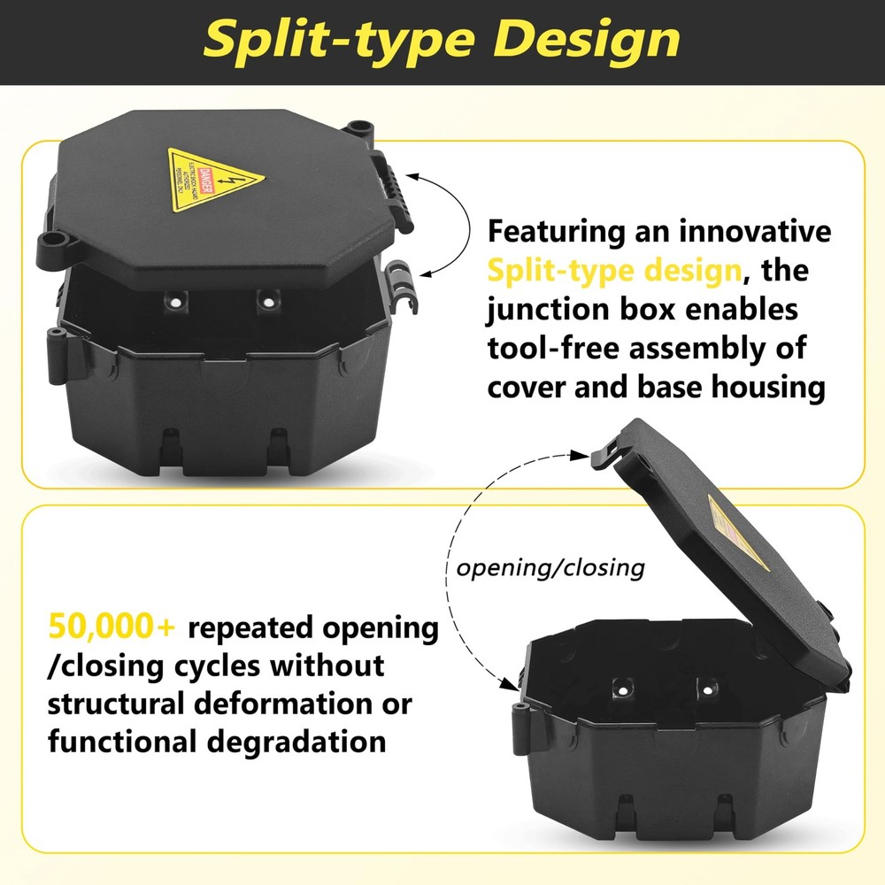 Black Open Splice Junction Box (6 Pack), Splice Box Wire Electrical Junction ...