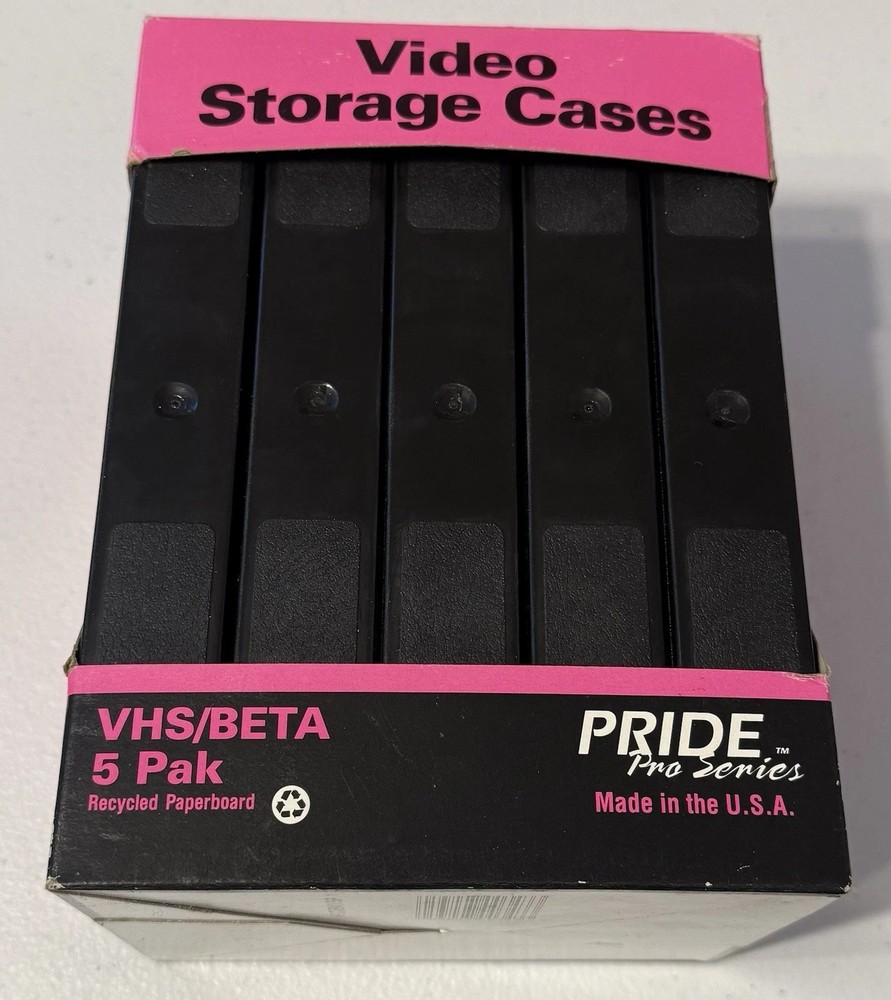 Pride Video Storage Cases Clamshell for VHS / Beta 5 Pack New