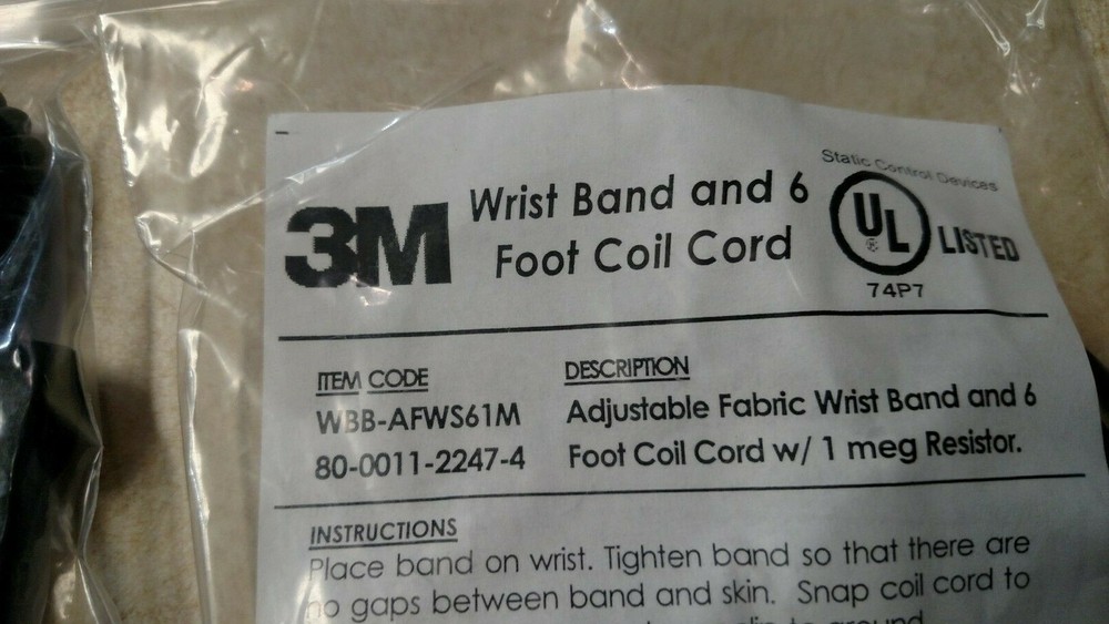 3M Static Wrist Bands WBB-AFWS61M "New Condition"