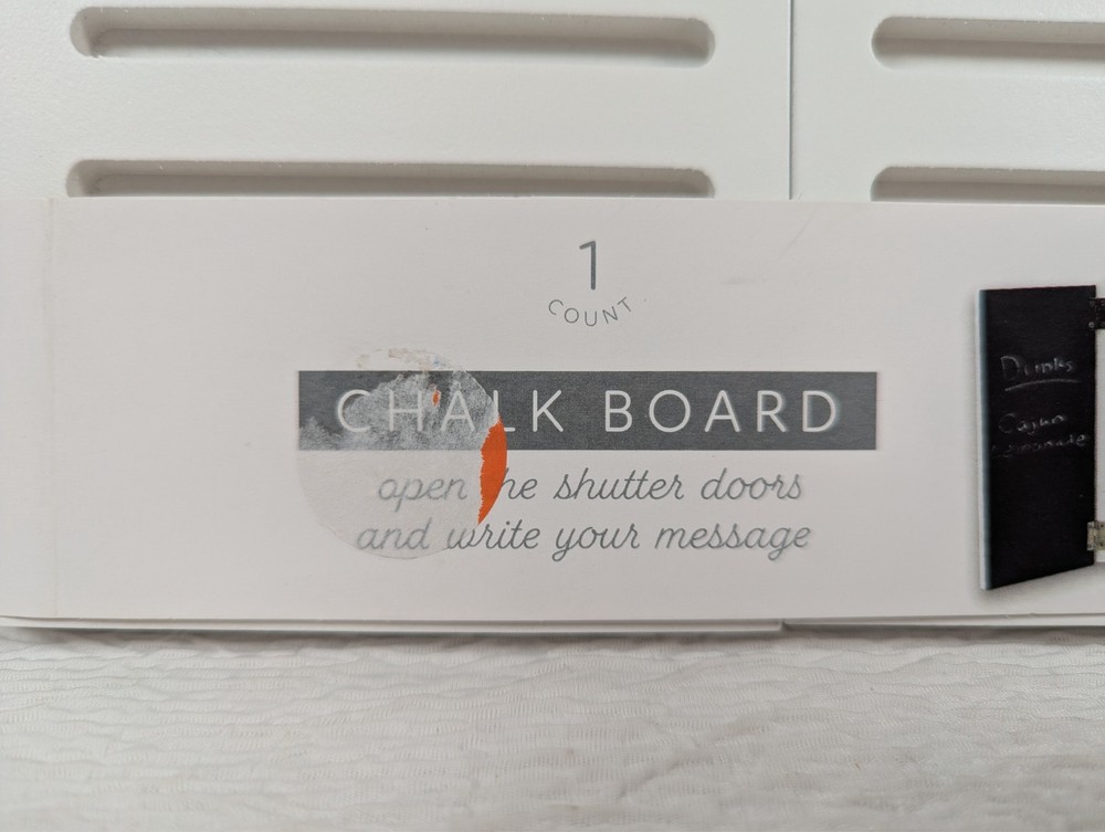 Made for Retail - White Open Shutter Doors Chalkboard