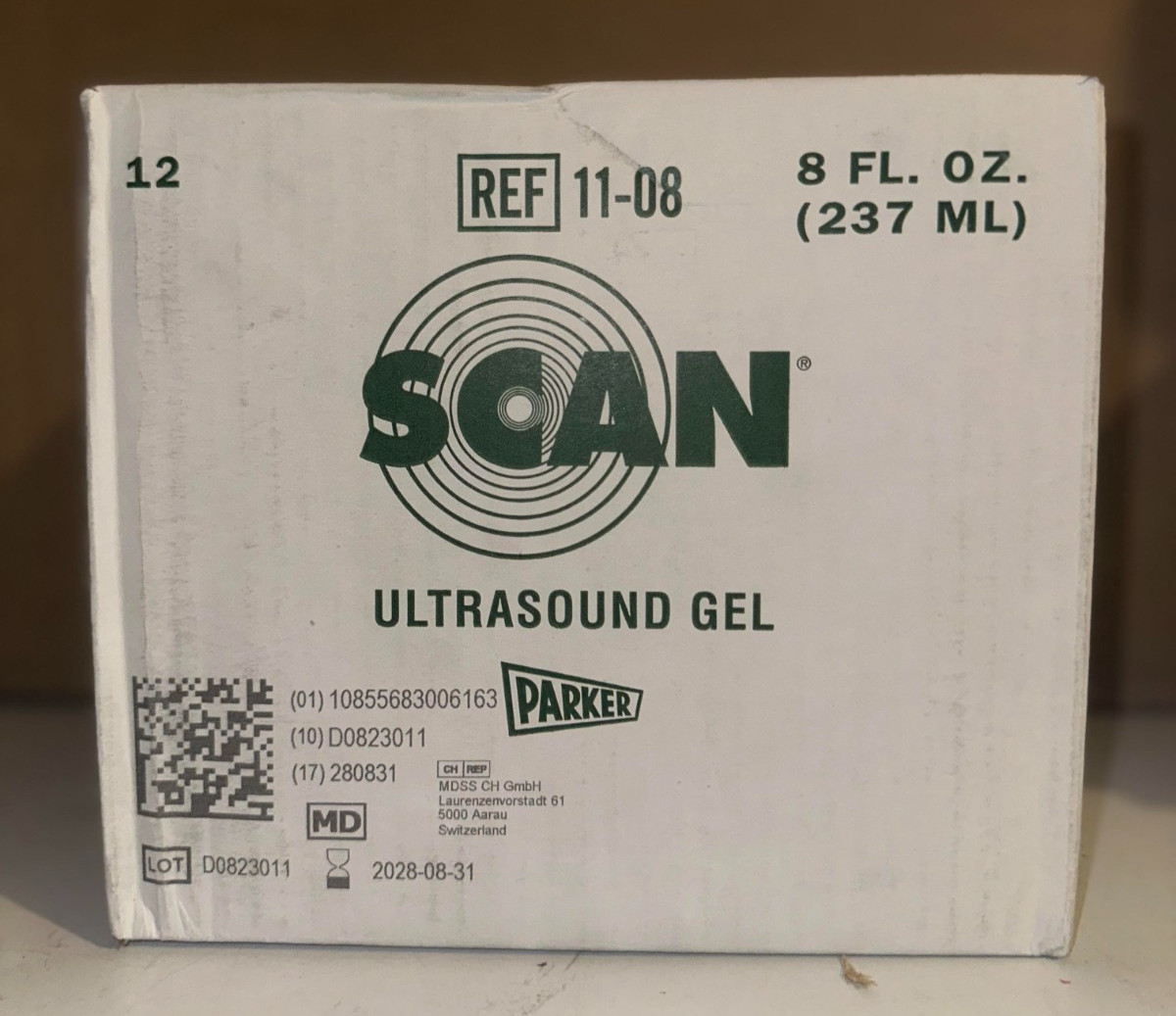 2 X SCAN Ultrasound Gel 8oz Parker Laboratories 11-08 Water Soluble Exp 8/2028