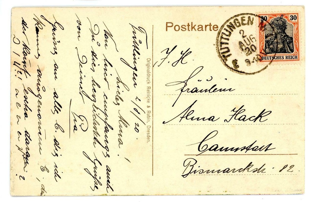 1920 Germany postcard from Tuttungen