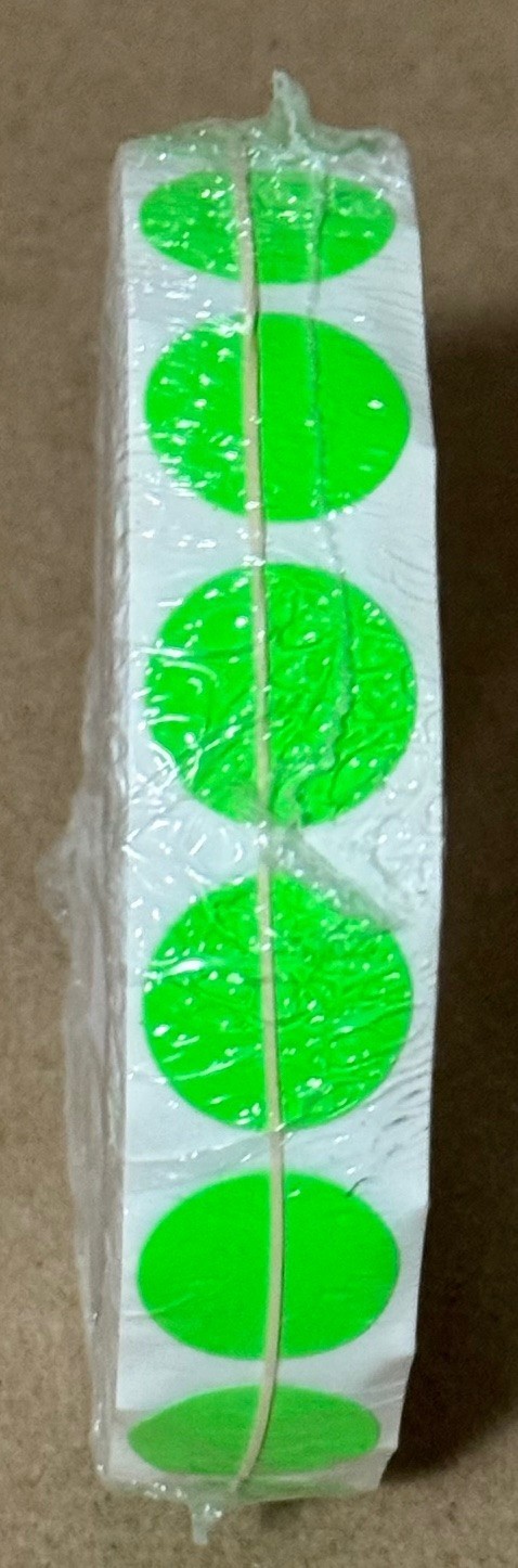 SEALED ROLL 1,000 ULINE GREEN 3/4" REMOVABLE ADHESIVE CIRCLE DOT LABELS STICKERS