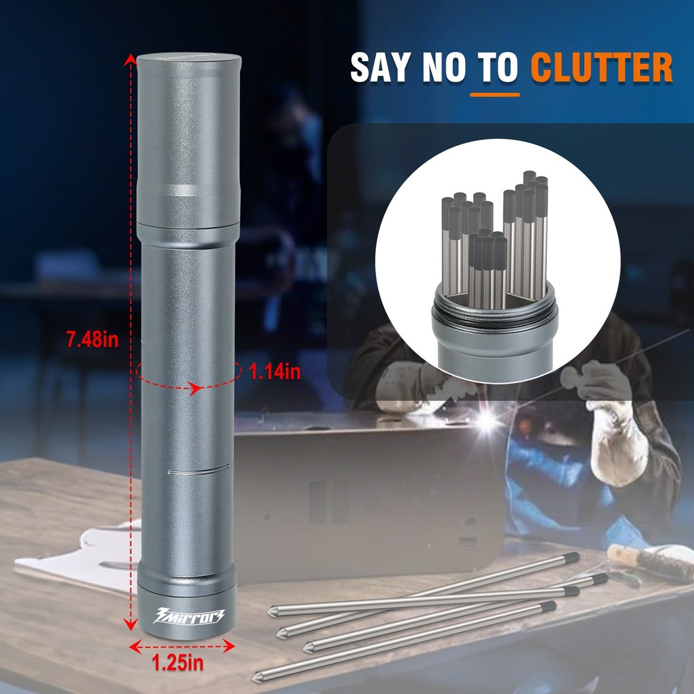 3mirrors TIG Welding Tungsten Electrode Storage Solution 3 Section Magnetic Case
