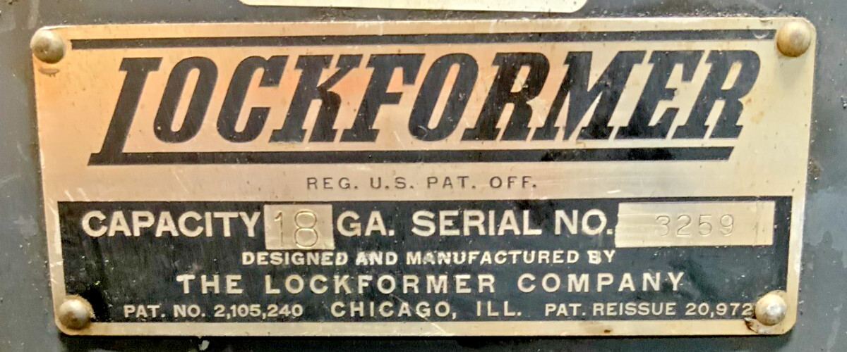 Pittsburgh Lockformer 18 GA Gauge Roll Cleat Former Power Flanger Machine D11B