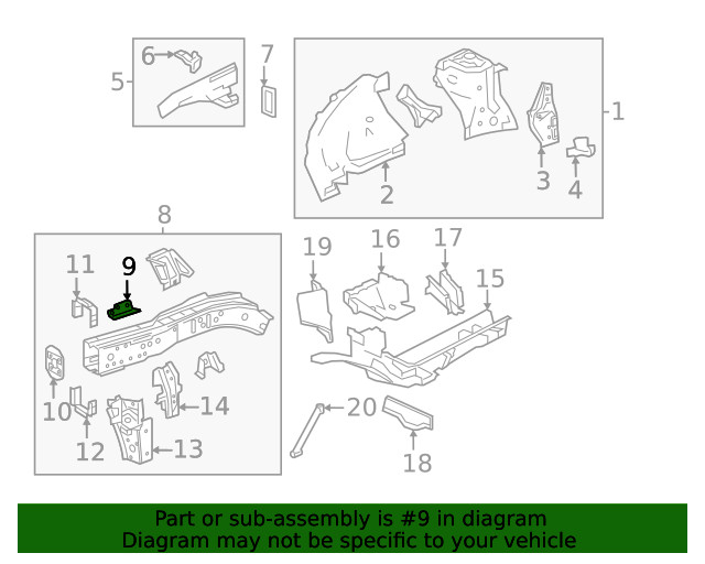 Genuine GM Front Rail Bracket 23342031