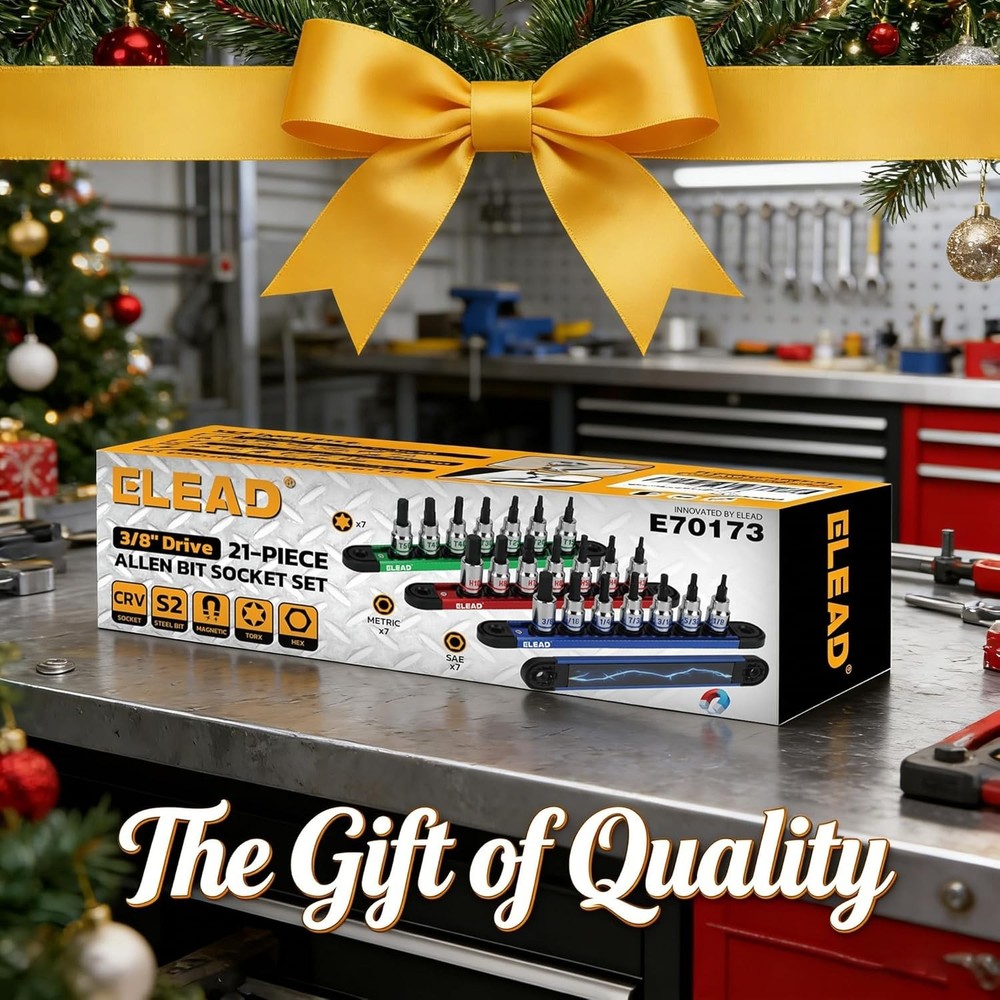 21-Piece Allen Bit Socket Set, 3/8" Drive Hex & Torx Socket Set with Magnetic...