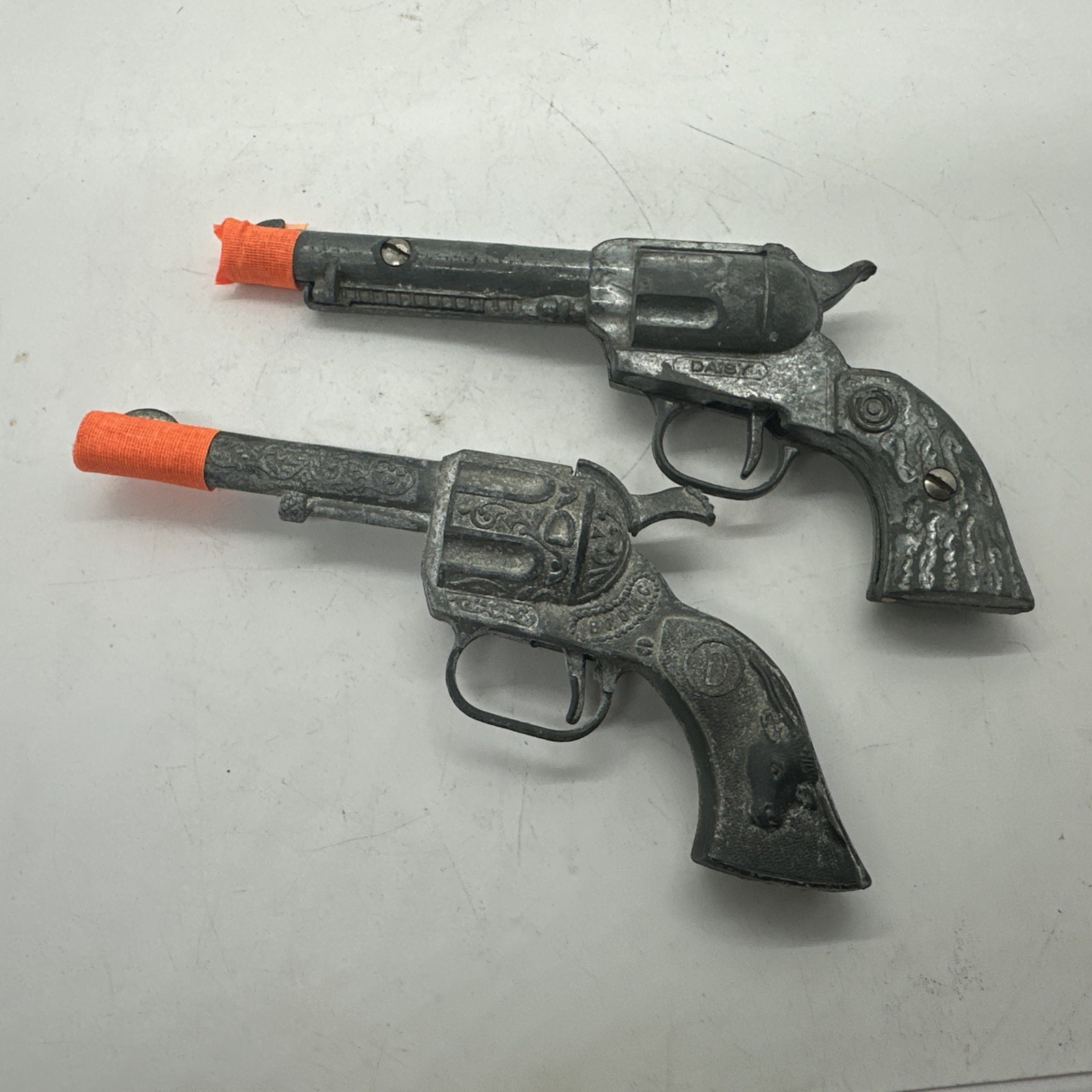 Vintage Bronc Circle D & Daisy Bullseye Cap Gun Pistol Revolver 1950's USA