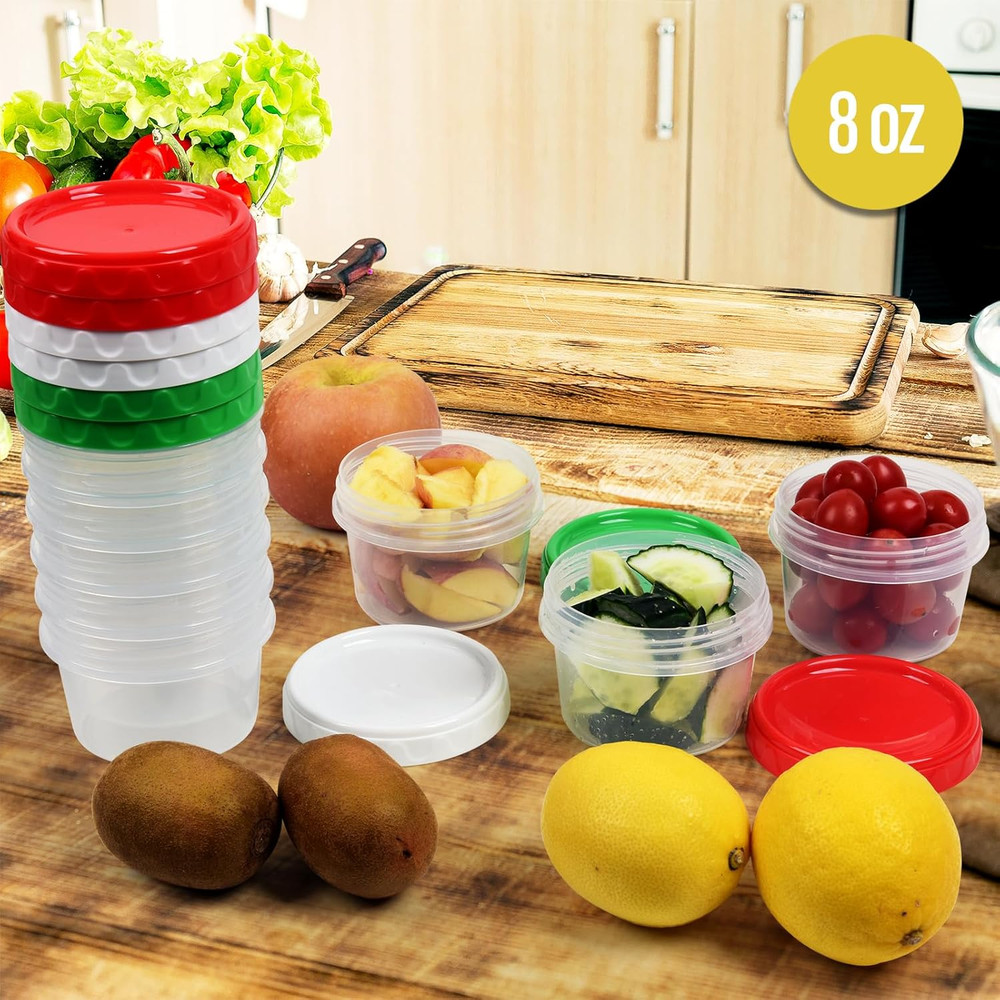 8 Oz Small Freezer Containers with Lids Stackable Plastic Food Storage Container