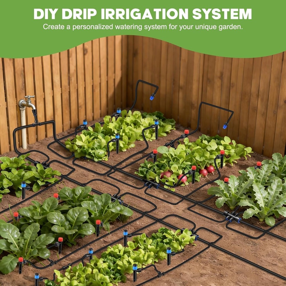 240FT Quick-Connect Drip Irrigation System, Automatic Garden Watering System Kit
