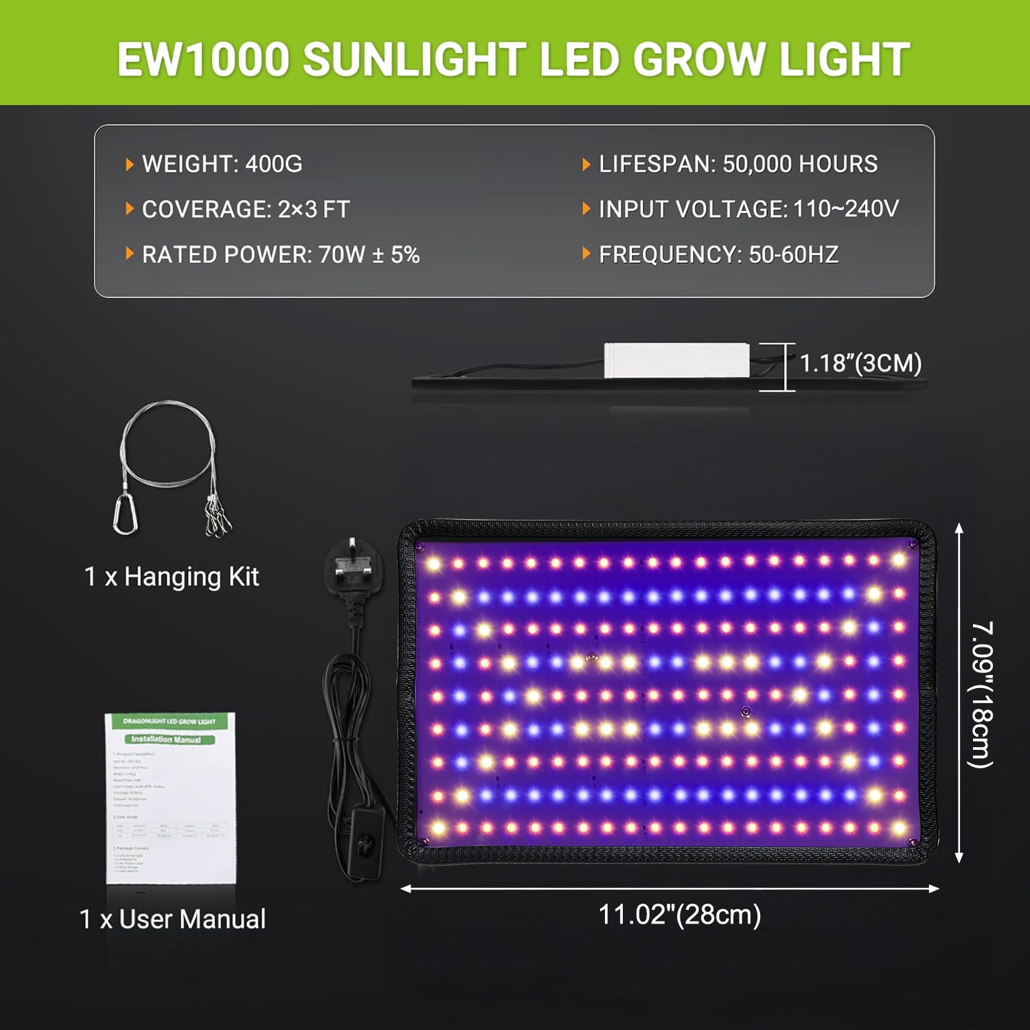 120W LED Grow Light Panel Full Spectrum Lamp for Indoor Plant Veg Flower NEW US