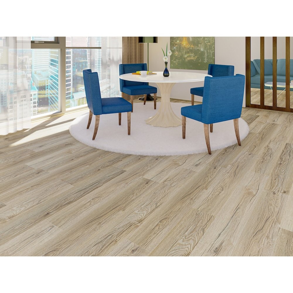 EVA Backing SPC Wood Flooring Planks, Argent Ash 4mm x 7" x 48" with 20mil...