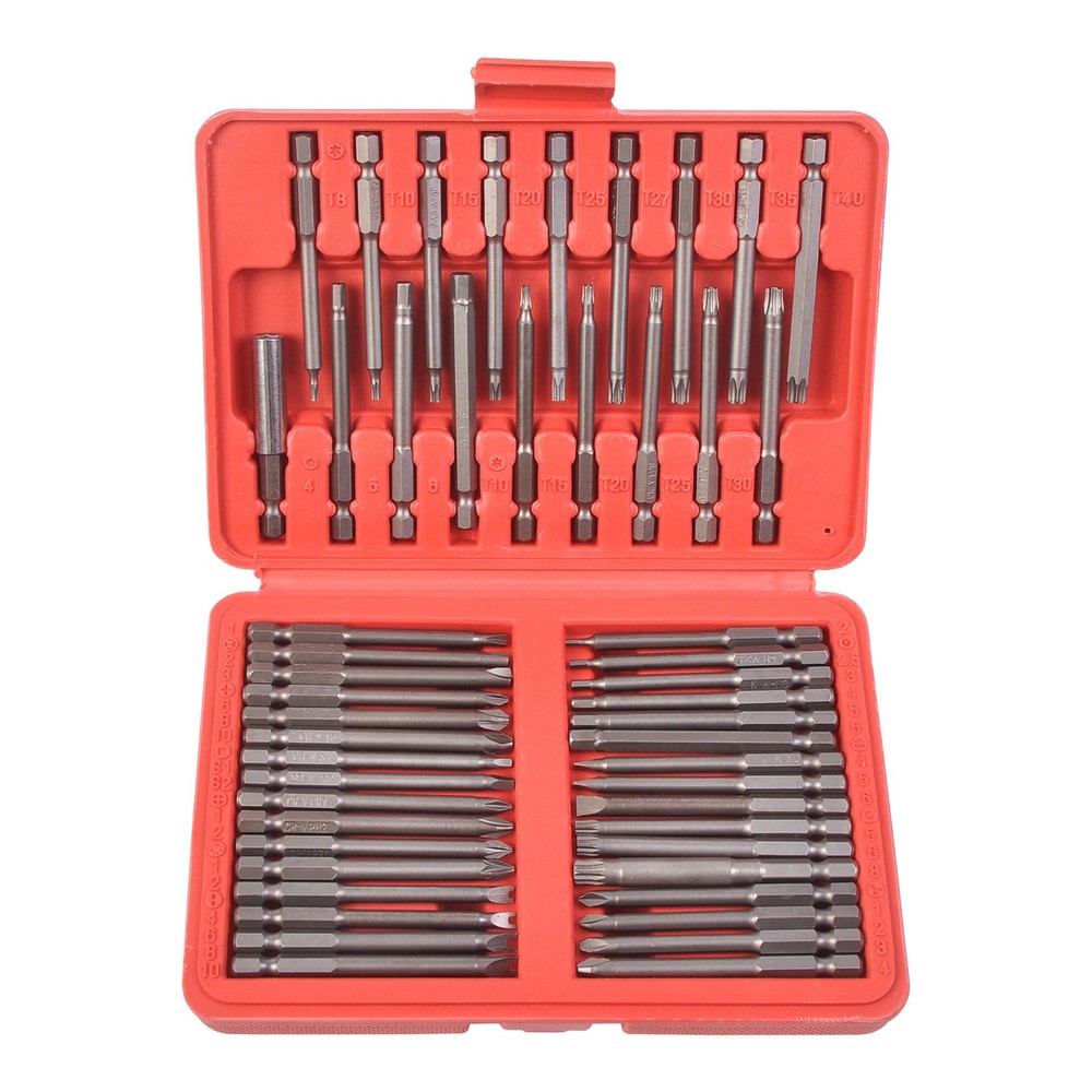 50Pcs Extra Long Security Bits Kit Hex Torx Star Spline Flat Screwdriver Bit Set