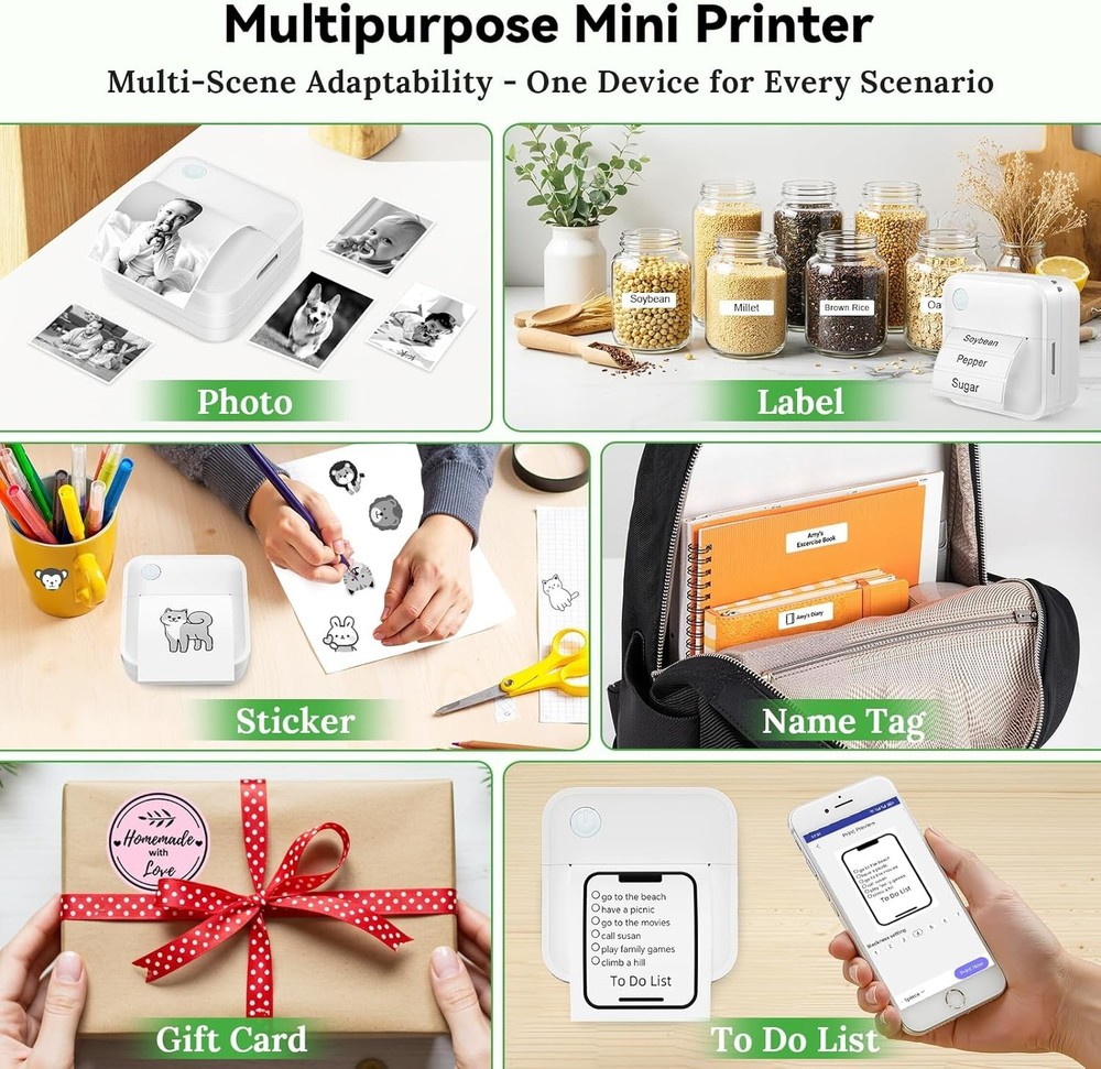 Label Maker Machine with Tape - Mini Sticker Printer Bluetooth Label Printer for