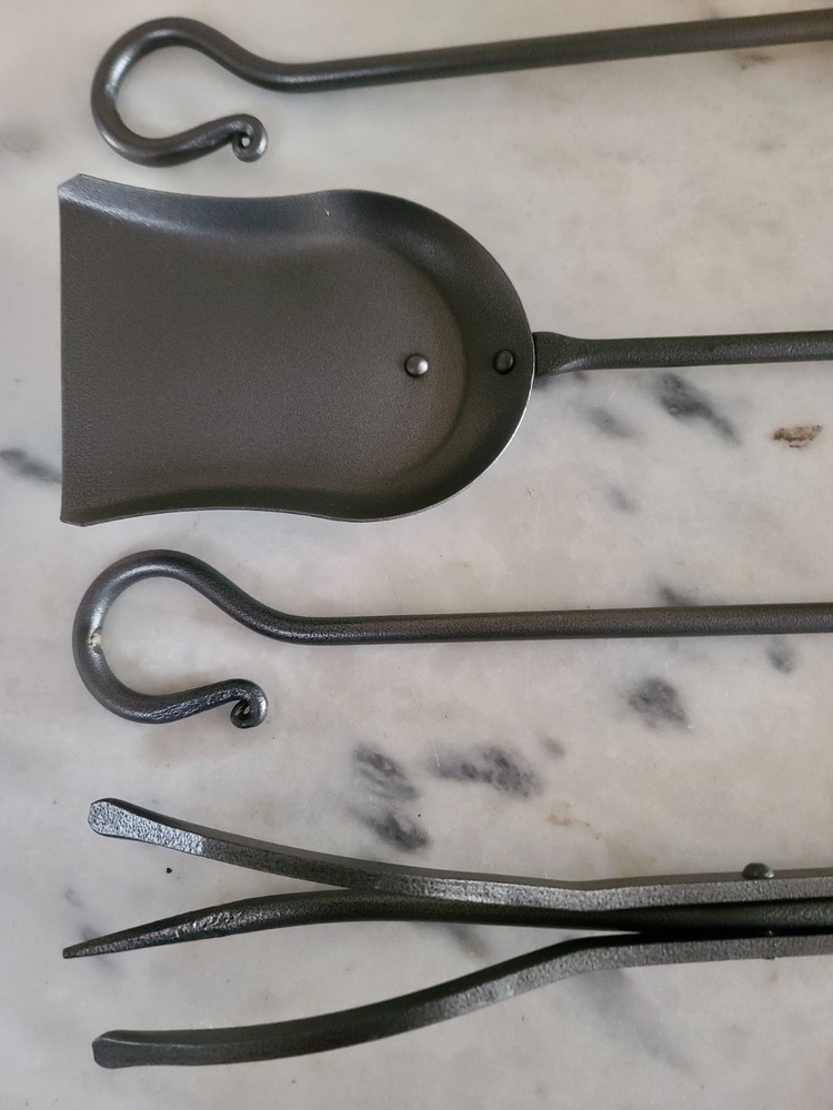 Cast Iron Fireplace Tools Set Fire Pit Accessories Durable 4 Piece New Study