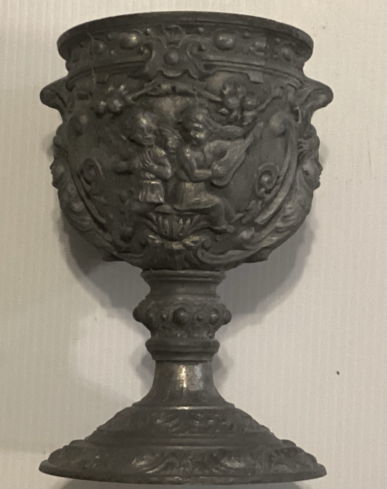 Victorian Style Cast Metal Ornate Urn Planter, 8-Inch Decor