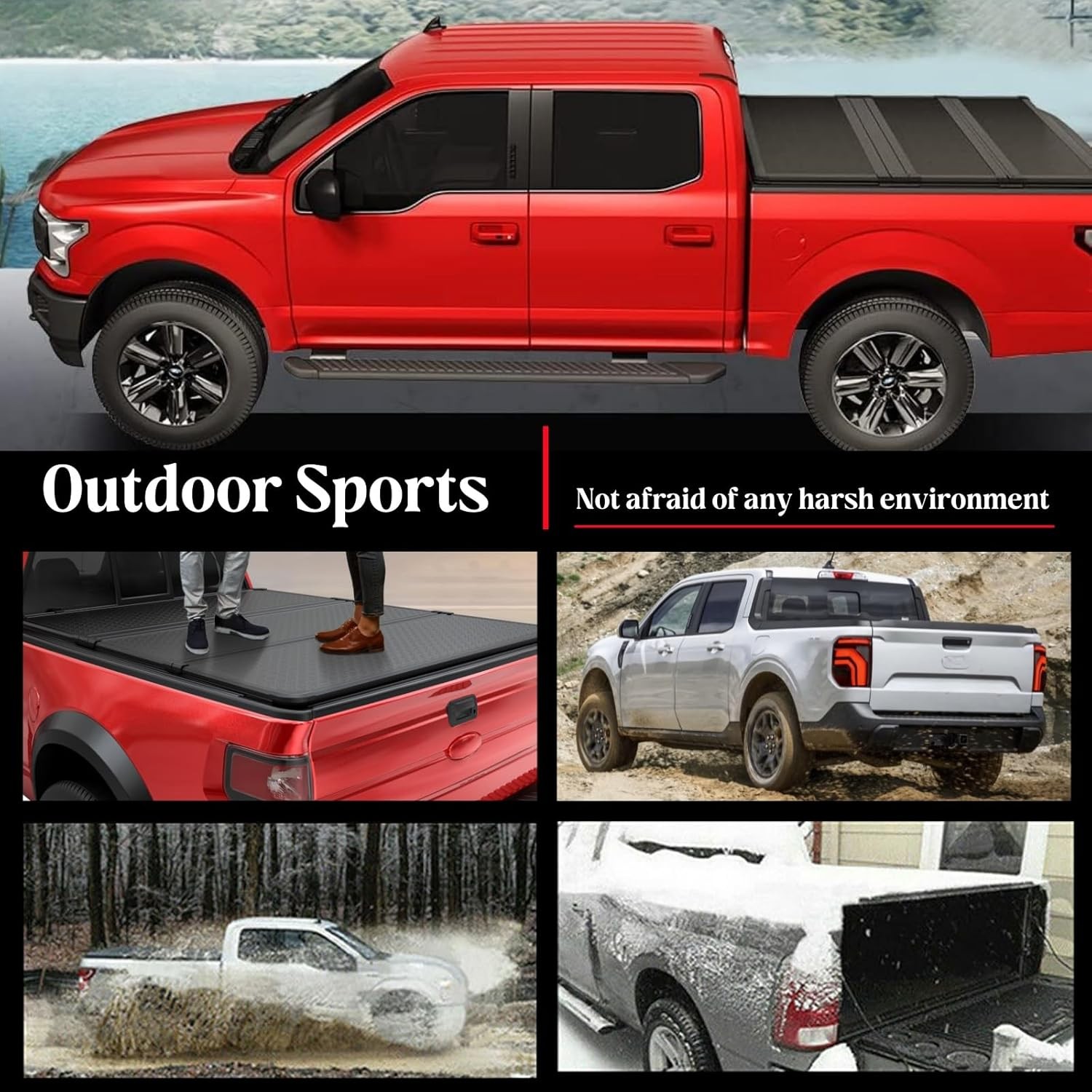 4.6FT 3-Fold Hard Tonneau Cover w/ Light for Ford Maverick 2022-2025 Truck Bed