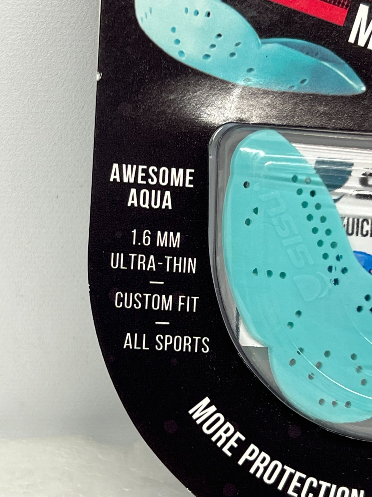 SISU Aero NextGen MouthGuard Mouth Guard 1.6mm Thin Aqua Adult Size MEDIUM