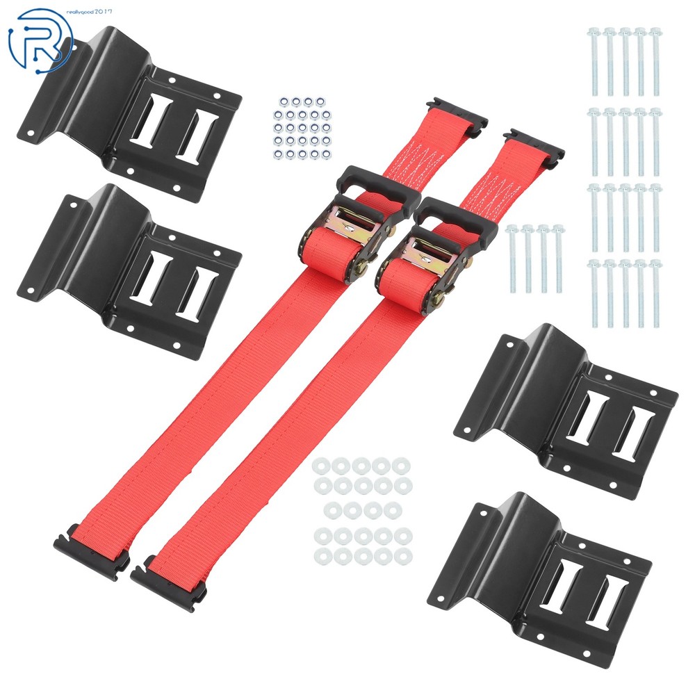 Durable E Track Wheel Chock System 6'Ratchet Tie Down Straps Secure Cargo 1 Pack