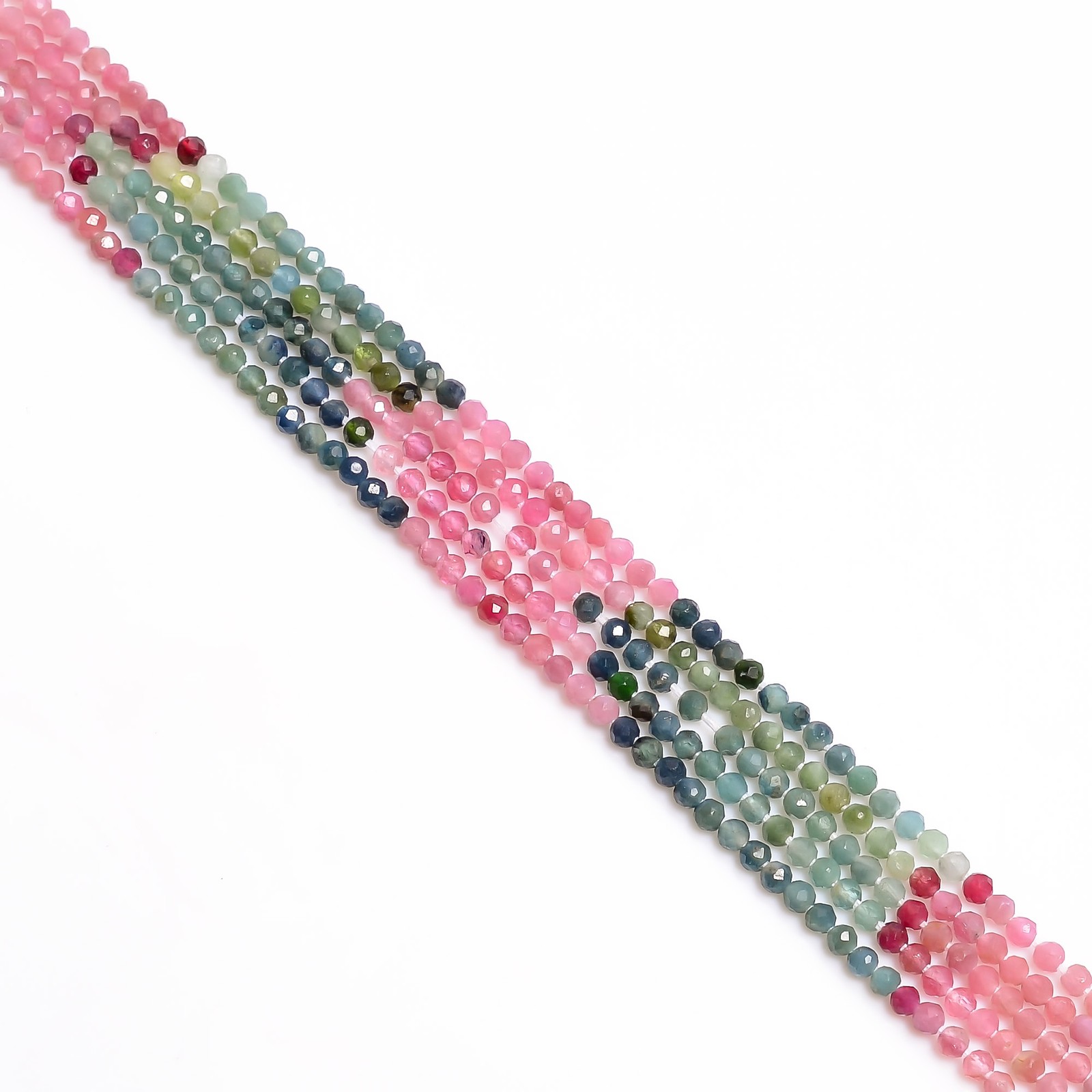 Multi Tourmaline Shaded Gemstone Round Micro Faceted Beads 2.5-3 mm Strand 12.5"