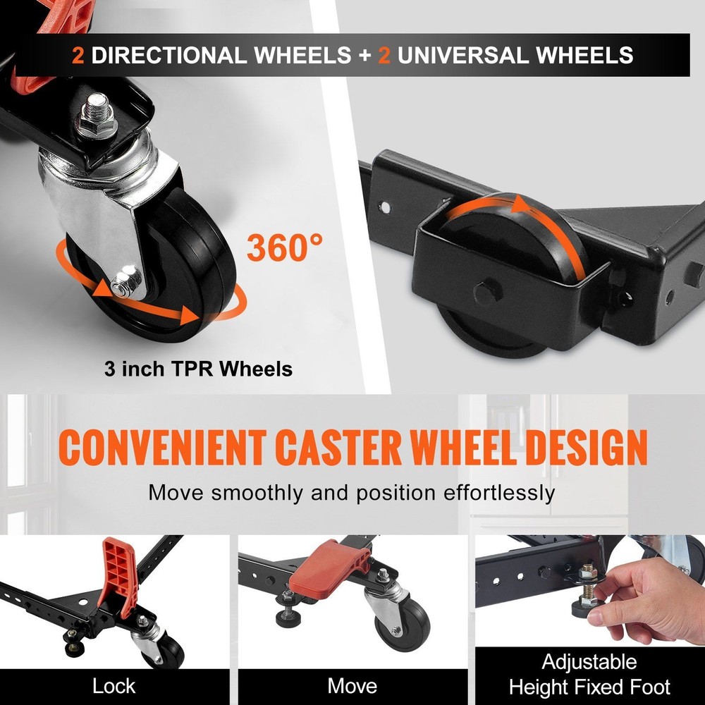 Lockable Caster Equipped 500lb Mobile Base for Workshop Appliances