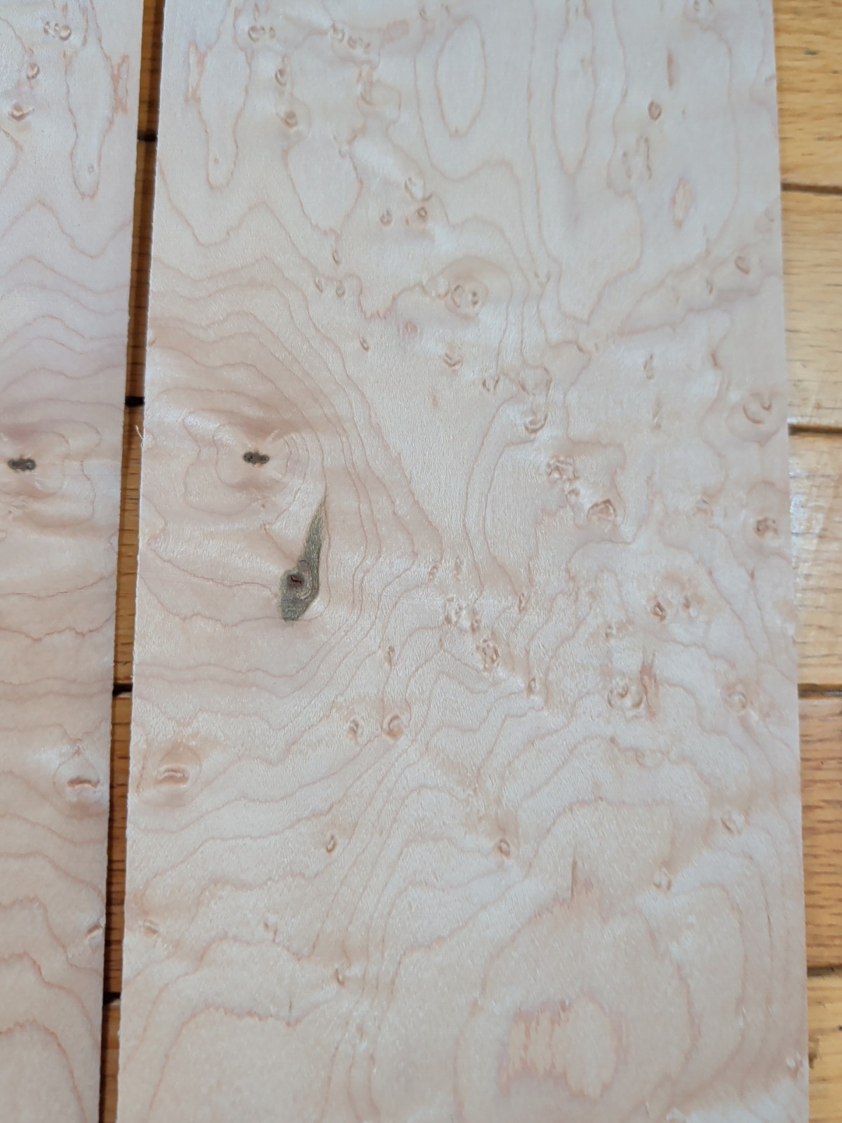 2 pieces of Birdseye maple veneer 39" x 5" each wood