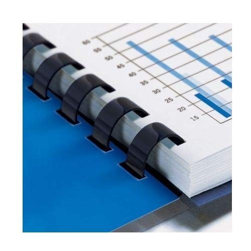 Plastic Comb Binding Spines, 1 Inch Diameter, Black, 200 Sheets, 100 Pack 13100