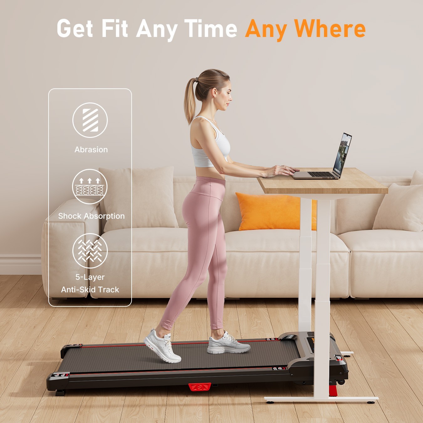 Small Portable Walking Pad - Compact Treadmill with LED Monitor for Home Gym