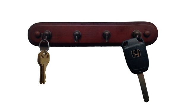 Spectrum Diversified 4 Hook Key Rack - Walnut Wood/Bronze - 2 Count