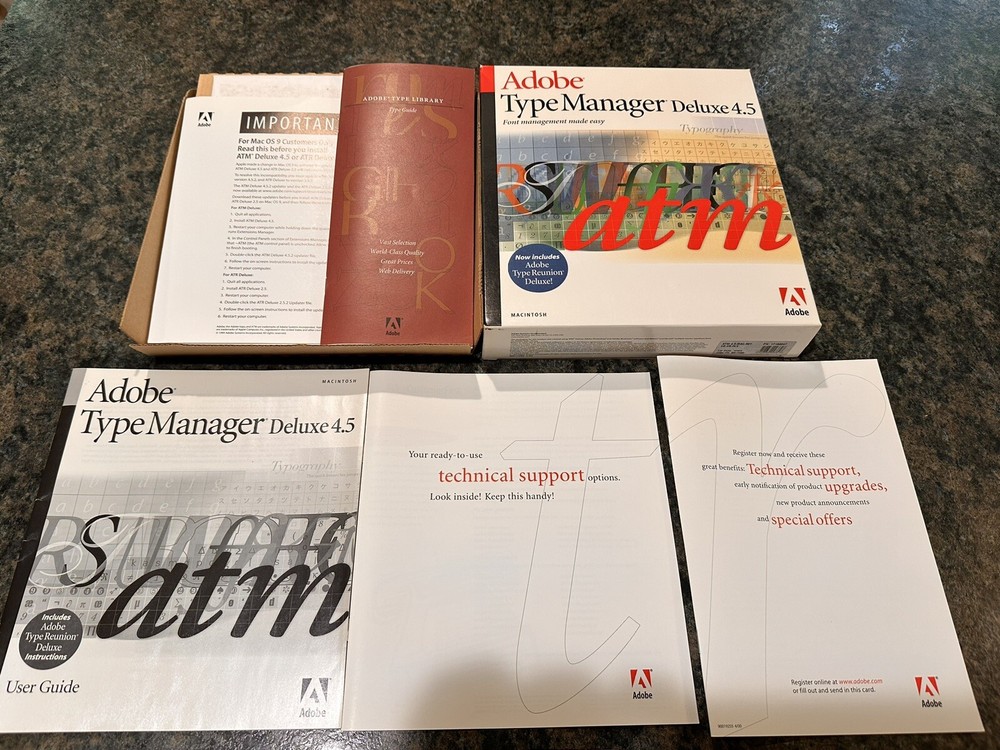 Adobe Type Manager Deluxe 4.5 Mac Software Font Management Made Easy Full Set