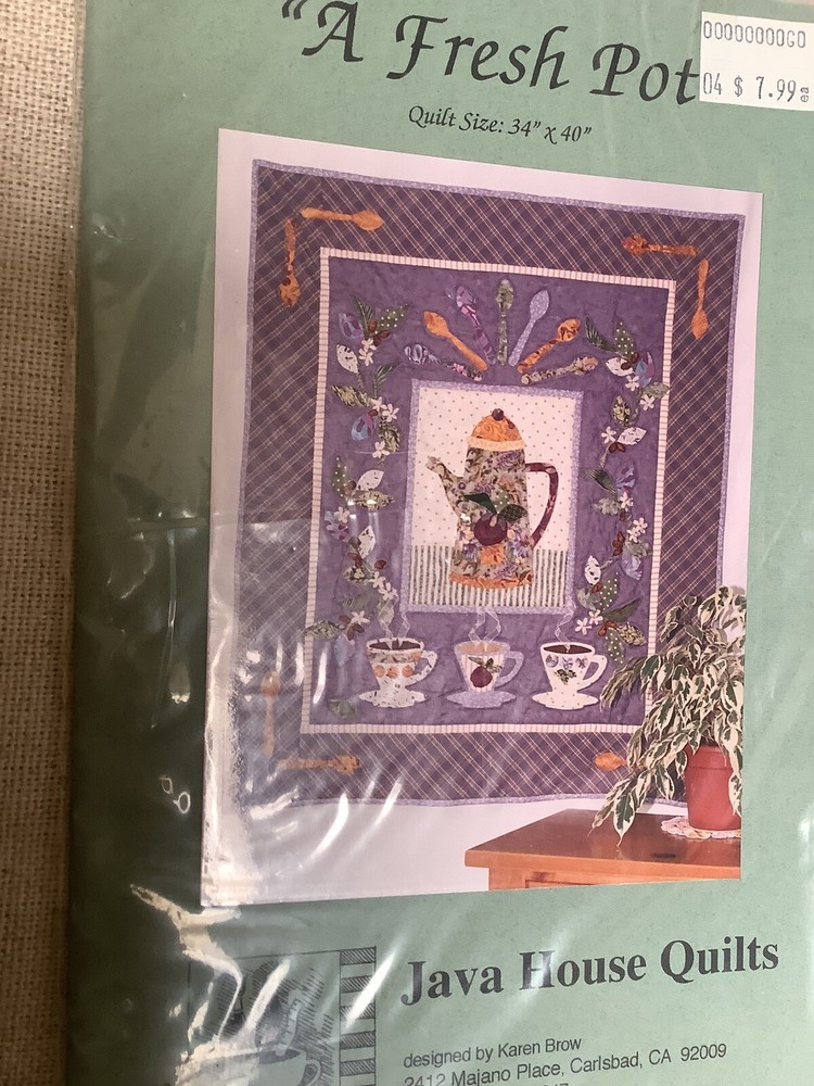 Java House Quilt Pattern A Fresh Pot Sewing Quilting Crafting 34 x 40”