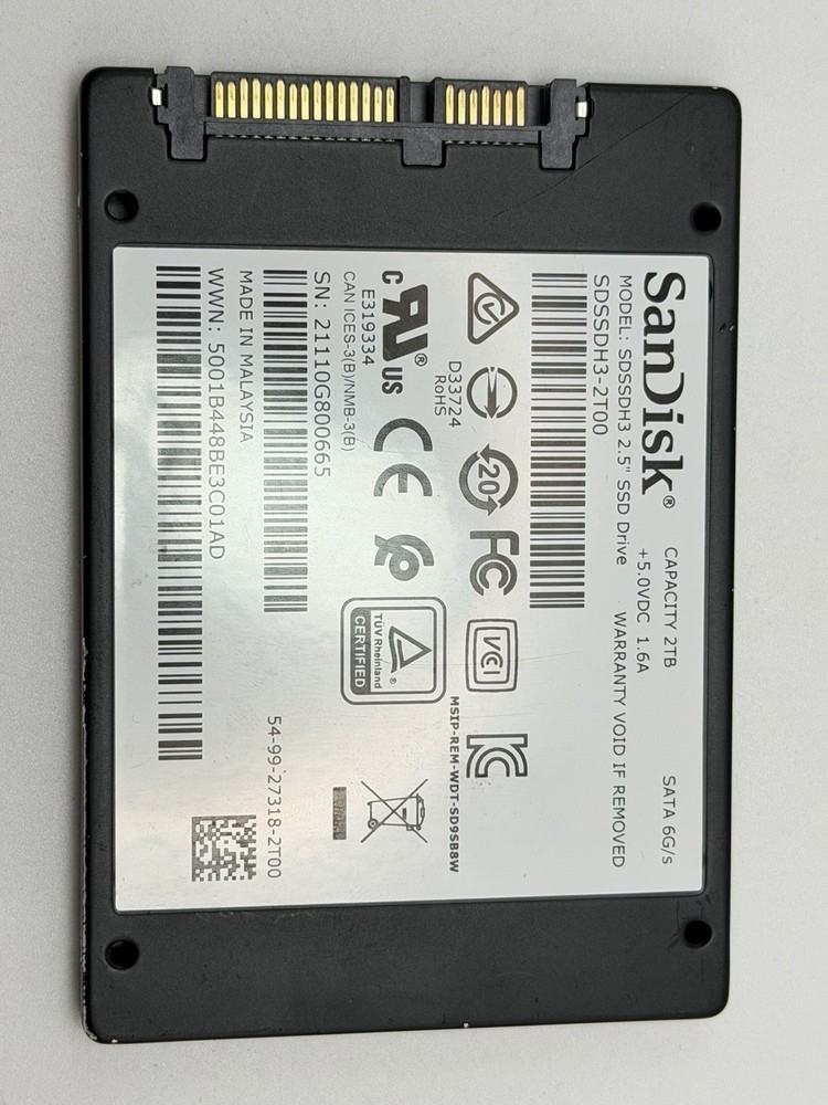2TB SATA 2.5" SSD - Mixed Brands Sent Randomly, Tested 100% Working, 1pcs