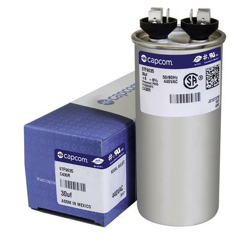 GE / Genteq  30 uf  440 VAC  Round Run Capacitor  C430R  97F9635