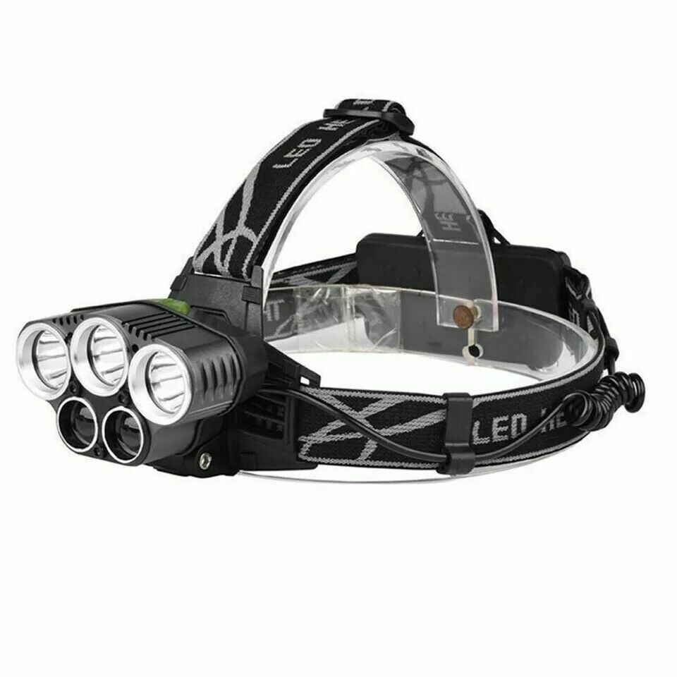 Super Bright 5 LED Zoom Headlamp USB Rechargeable Headlight Head Torch
