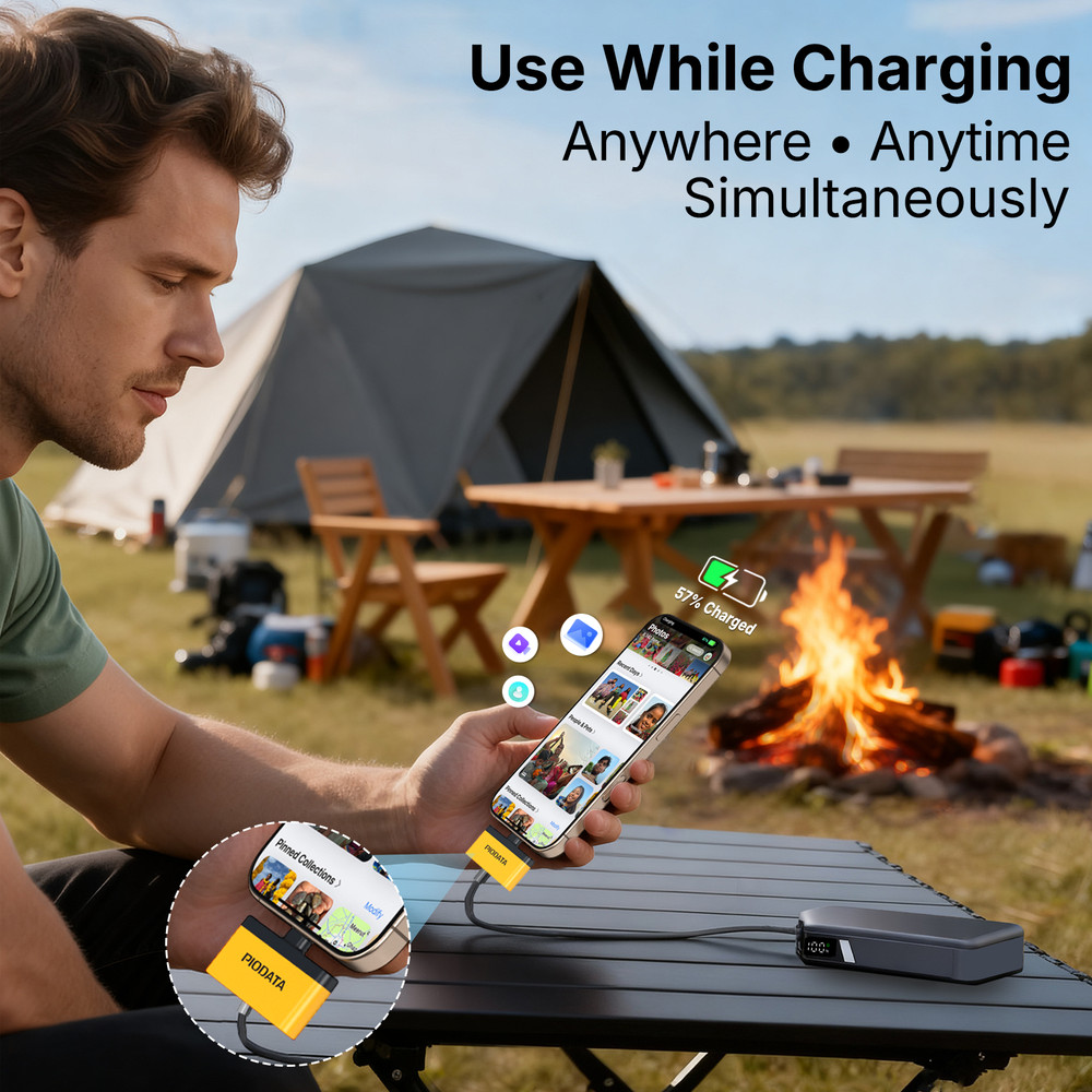 Micro SD Card Reader for USB C iPhone Android, Passthrough Charging Yellow/Black