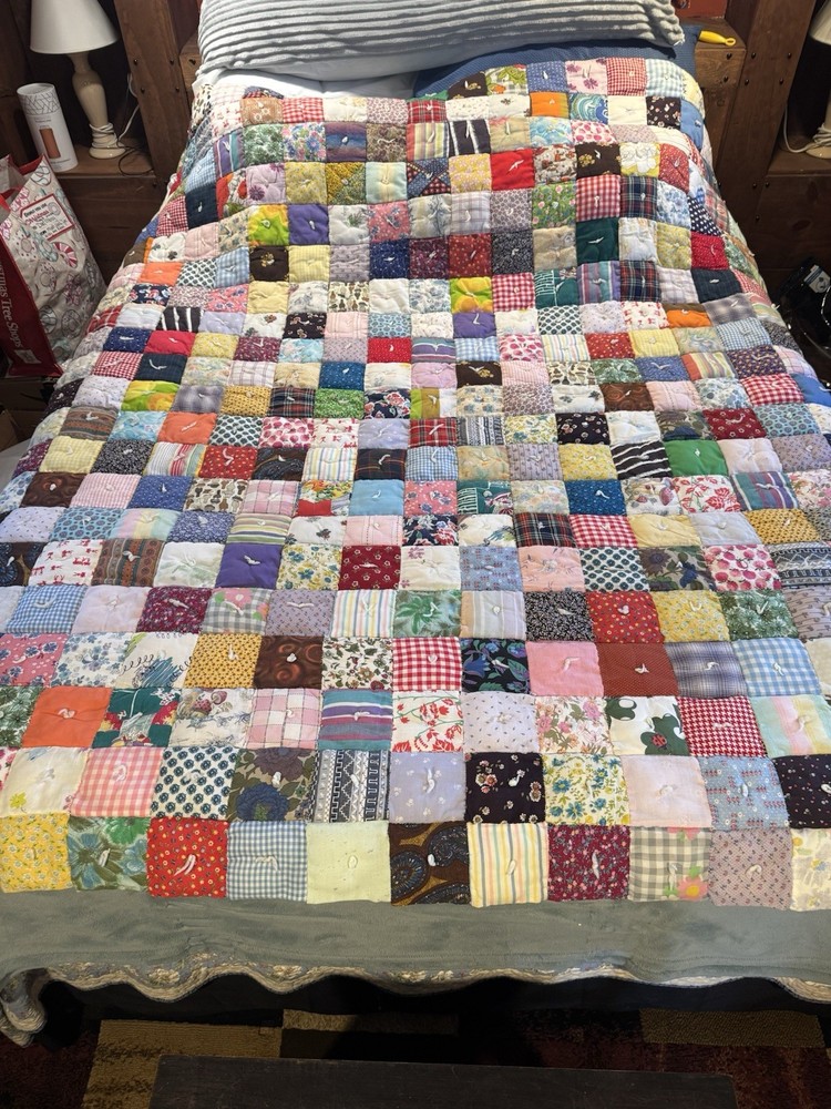 Vintage Puff Patchwork Hand Stitch Quilt