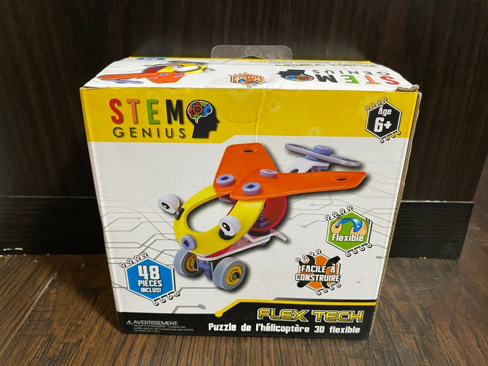 STEM GENIUS FLEX TECH FLEXIBLE 3D HELICOPTER PUZZLE 48 PIECE SET NEW! 