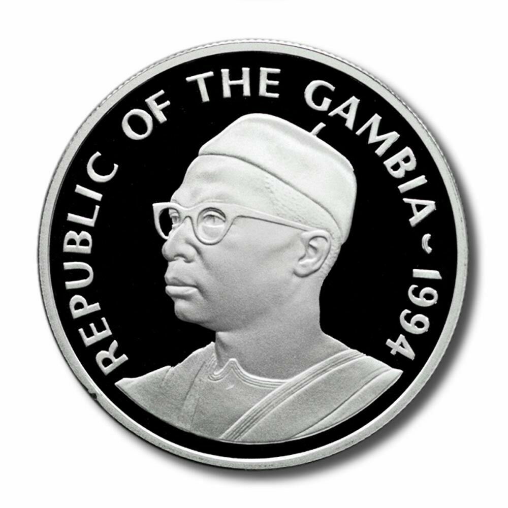 1994 Gambia Large Silver Proof 25 Dalasis Chimpanzee